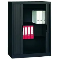 C+P Akten-Sideboard Omnispace mit Rollladen, 3 Ordnerhöhen, H1345xB1000xT420mm Schwarzgrau