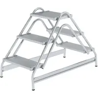 Proregal Arbeitspodest beidseitig begehbar | 2x3 Stufen | Aluminium geriffelt | Rutschfeste Kunststoffschuhe
