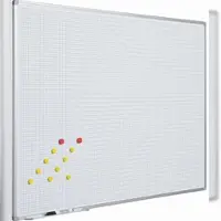 Proregal Kariertes magnetisches Whiteboard Slim, HxB 90x120cm, 8mm-Platte, 2x2cm Raster, inkl. Befestigungsmaterial & Stiftablage, Weiß