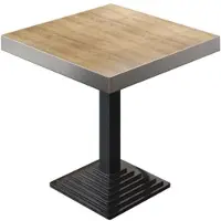 GGM Möbel BPY | Bistro Tisch | 70 x 70 x 81 cm | Quadratisch | Edelstahl Rand | Eiche / Schwarz