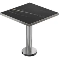 GGM Möbel BML | Bistro Tisch | 70 x 70 x 74,5 cm | Quadratisch | Edelstahl Rand | Schwarz Marmor / Edelstahl