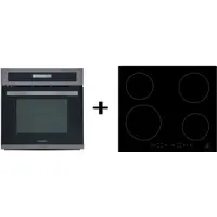 Respekta Backofen Herd Kochfeld Herdset Induktion Einbau Black Steel Timer