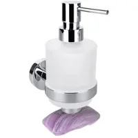 BRILLANTBAD BOMEGA Seifenspender mit Magnetseifenhalter Messing Chrom poliert 75x160x100 mm, 200 ml für Bad & Küche >> zum Bohren oder Kleben*
