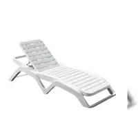 Dmora Sonnenliege Ercolano, Verstellbarer Liegestuhl für den Garten, Kinderbett für den Außenbereich, 100 % Made in Italy, 192x72h100 cm, Weiß