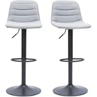 Miliboo Verstellbare, drehbare Barhocker 360° aus hellgrauem Stoff und Metall (2er-Set) SAURY