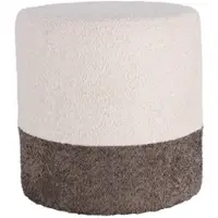 Wellhome - 'Boucle' Hocker Ø35cm beige mit dunkelgrau