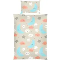 Bestgoodies Kinder Betten-Set inkl. Bettwäsche 100x135cm / 40x60cm - Mond Sterne Wolken