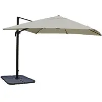 Mendler Gastronomie-Ampelschirm HWC-A96, Sonnenschirm, 3x3m (Ø4,24m) Polyester/Alu 23kg creme-grau mit Ständer