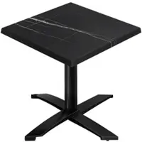 GGM Möbel WTG | Bistro Außen Tisch | B: T: H: 60 x 60 x 75,5 cm | Schwarz Marmor / Schwarz | Quadratisch | Klappbar + Zusatzgewicht