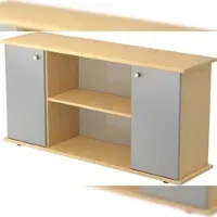 Bümö Sideboard Ahorn/Silber mit Flügeltüren & Regal - Büromöbel Sideboard Holz 166cm breit, 45cm schmal, Büro Schrank für Flur oder als