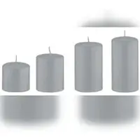 Kopschitz Kerzen 4er Set Adventskerzen abgestuft Silbergrau Ø 6 cm (Höhen 6, 8, 10 und 12 cm)