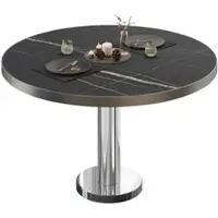 GGM Möbel BML | Bistro Loungetisch | Ø:H 60 x 39 cm | Schwarz Marmor / Edelstahl