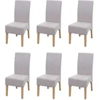 Chefgastro 6er-Set Esszimmerstuhl gepolstert | HxBxT 100x44x56cm | Sitzhöhe 48cm | Stoff/Textil MVG-zertifiziert | Creme Beige | helle Beine | Küchenstuhl Stuhl