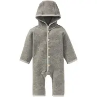 BORNINO HOME Wollfleece-Overall mit Klappbündchen aus Merinowolle, grau, 86