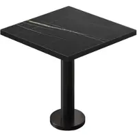 GGM Möbel BML | Bistro Tisch | 60 x 60 x 74,5 cm | Quadratisch | Schwarzer Rand | Schwarz Marmor / Schwarz