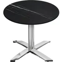 GGM Möbel CPTG | Bistro Tisch | Ø:H 70 x 76 cm | Schwarz Marmor / Aluminium | Klappbar/ Zusatzgewicht
