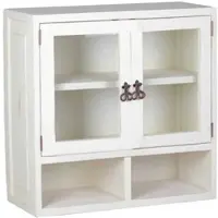 MiaMöbel Mexico Hängeschrank "Old White" mit 2 Glastüren Glas, Massivholz Pinie Mexiko Möbel Mexikanisch