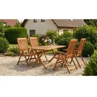 Meingartenversand.de Klappstühle Holz Göteborg 60 x 68 x 110 cm - Gartenstuhl aus Akatie, geölt – Hochlehner mit 5-fach verstellbarer Rückenlehne – Klappsessel für Garten