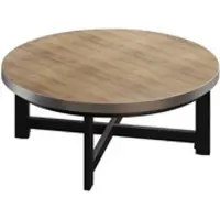 GGM Möbel BO | Bistro Lounge Tisch | Ø80xH32cm | 25mm | Edelstahl Rand | Eiche/ Schwarz