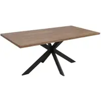 Mendler Esszimmertisch HWC-O55, Küchentisch Tisch Esstisch, Industrial MDF Metall 180cm Walnuss-Optik