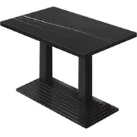 GGM Möbel BPY | Bistro Tisch | 110 x 60 x 78,5 cm | Quadratisch | Schwarzer Rand | Schwarz Marmor / Schwarz