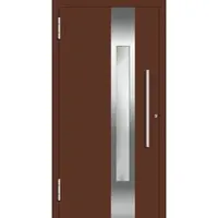 Haustuerenland.de Aluminium Haustür RC2 "ABIGALE" 78 mm Mahagonibraun RAL 8016 beidseitig außen öffnend DIN links