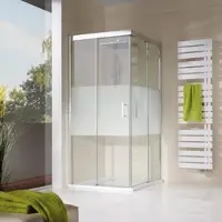 Hsk 1525026-1-164 Solida Schiebetür Eckeinstieg 4-teilig Bodenfrei Ecklösung 1200x800x2000mm Alu Silber-Matt Linea 01