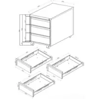 Ceha Büro- und Rollcontainer 600 mm Tiefe aus Stahl mit 3 Schüben in RAL9003 (signalweiß)
