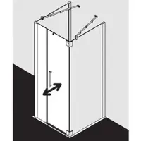 Kermi Pasa XP Pendeltür 1-fl. u Festfeld für Seitenwand PX1FL080201AK 80x200cm, silber mattglanz, ESG klar, links, auf Duschwanne