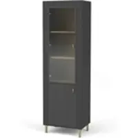 Möbel Kraft Vitrine , schwarz , Maße (cm): B: 60 H: 194