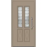 Haustuerenland.de SCHÜCO Aluminium Haustür "HILDE" ADS 75.SI RC2 Graubeige RAL 1019 beidseitig innen öffnend DIN rechts