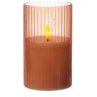 MARELIDA LED Kerze im Glas Windlicht Echtwachs Timer H: 12,5cm D: 7,5cm rosa