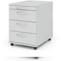 Proregal Rollcontainer Karri | Grau | HxBxT 59x42,8x58cm | Bogengriff | 3 Schübe | Kugelführung, Teilauszug