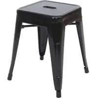 Proregal Hocker | Sitzhöhe 46cm | Metall, Industriedesign, stapelbar | Schwarz | Metallhocker Sitzhocker