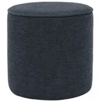 Miliboo Runder Pouf in dunkelblauem Samteffekt-Textil D40 cm PAUL