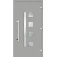 Haustuerenland.de Haustür "HENRIETTE" 79 mm RC3 Weißaluminium RAL 9006 beidseitig außen öffnend DIN rechts