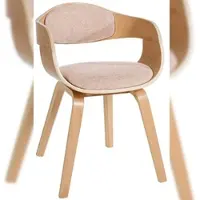 DELUKE Besucherstuhl LONDON Stoff 73x49x46cm Natur/Creme Stoff Holz Gestell Konferenzstuhl Wartezimmerstuhl