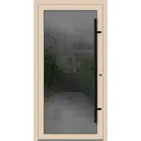 Haustuerenland.de PREMIUM Aluminium-Glas Haustür "FELINA" 90 mm BLACKLINE flächenbündig Hellelfenbein RAL 1015 beidseitig innen öffnend DIN rechts