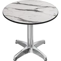 GGM Möbel CPBL | HPL Bistro Tisch | Ø:H 60 x 78 cm | Weiß-Marmor / Aluminium | Klappbar + Zusatzgewicht | Rund