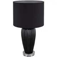 Globo Tischleuchte Keramik Tischlampe Textilschirm schwarz Wohnzimmerleuchte Acryl transparent, Kabelschalter, LED 9W 810Lm warmweiß, DxH 33x59 cm