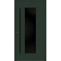 Haustuerenland.de Aluminium Haustür RC2 "BENJA" 90 mm BLACKLINE Tannengrün matt RAL 6009 beidseitig außen öffnend DIN rechts
