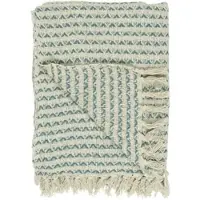 Ib Laursen Sommerdecke Creme/Petrol mit Muster 130 x160cm
