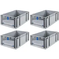 Proregal 4x Eurobox NextGen Insight Cover | HxBxT 22x40x60 | 44 Liter | Hoch/Blau | Eurobehälter, Transportbox, Transportbehälter