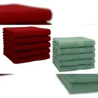 Betz 10 Stück Gästehandtücher PREMIUM 100% Baumwolle Gästetuch Set 30x50 cm rubinrot und tannengrün