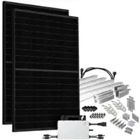Offgridtec Solar-Direct 900W HMS-800W-2T Balkonkraftwerk Bifazial Full Black Schukosteckdose - 15m - Montageset Biberschwanz