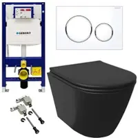 Alpenberger Wand WC Vorwandelement Komplettset | Spülrandloses Hänge WC mit Geberit Spülkasten, Duofix Bausatz, Betätigungsplatte | Klo mit WC Sitz
