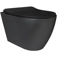 Alpenberger Schwarzes Hänge-WC mit Nano-Beschichtung | Wand WC ohne Spülrand | Soft-Close WC-Sitz | Rimless Tiefspüler Toilette | Modernes WC-Design