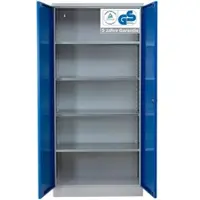 Proregal Stahlschrank BEE mit 4 verzinkten Fachböden | HxBxT 195x92x42cm | Grau-Blau | Werkstattschrank Werkzeugschrank Aktenschrank Universalschrank