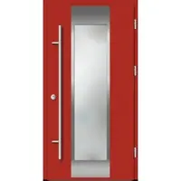 Haustuerenland.de Aluminium Haustür "BENJA" 82 mm RC2 Feuerrot RAL 3000 beidseitig außen öffnend DIN rechts