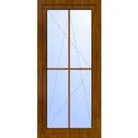 Haustuerenland.de Balkontür "GEORG" 74 mm 3-fach Verglasung Kunststoff 4 Sprossenfelder Golden Oak holzähnlich beidseitig innen öffnend DIN rechts